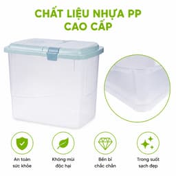 Thùng Gạo Chữ Nhật 10Kg Nắp Khóa Kín Kèm Ca Đong Nhựa PP Cao Cấp Hộp Đựng Gạo Chống Bụi GD249 7