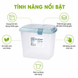 Thùng Gạo Chữ Nhật 10Kg Nắp Khóa Kín Kèm Ca Đong Nhựa PP Cao Cấp Hộp Đựng Gạo Chống Bụi GD249 8