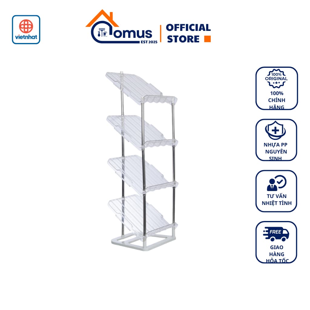 Kệ Giày Dép Inox 4 Tầng, Giá Đựng Giày Dép Đa Năng Chắc Chắn Tiết Kiệm Diện Tích - DOMUS
