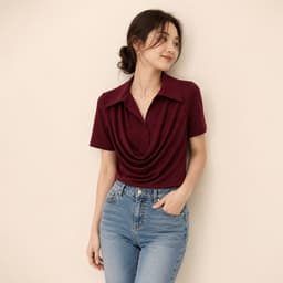 Áo Thun Nữ Evalover Cộc Tay Mã 301 Thiết Kế Cổ Đổ Phối Sơ Mi Cotton Nhật Mềm Mát 7