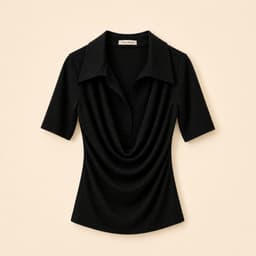 Áo Thun Nữ Evalover Cộc Tay Mã 301 Thiết Kế Cổ Đổ Phối Sơ Mi Cotton Nhật Mềm Mát 4