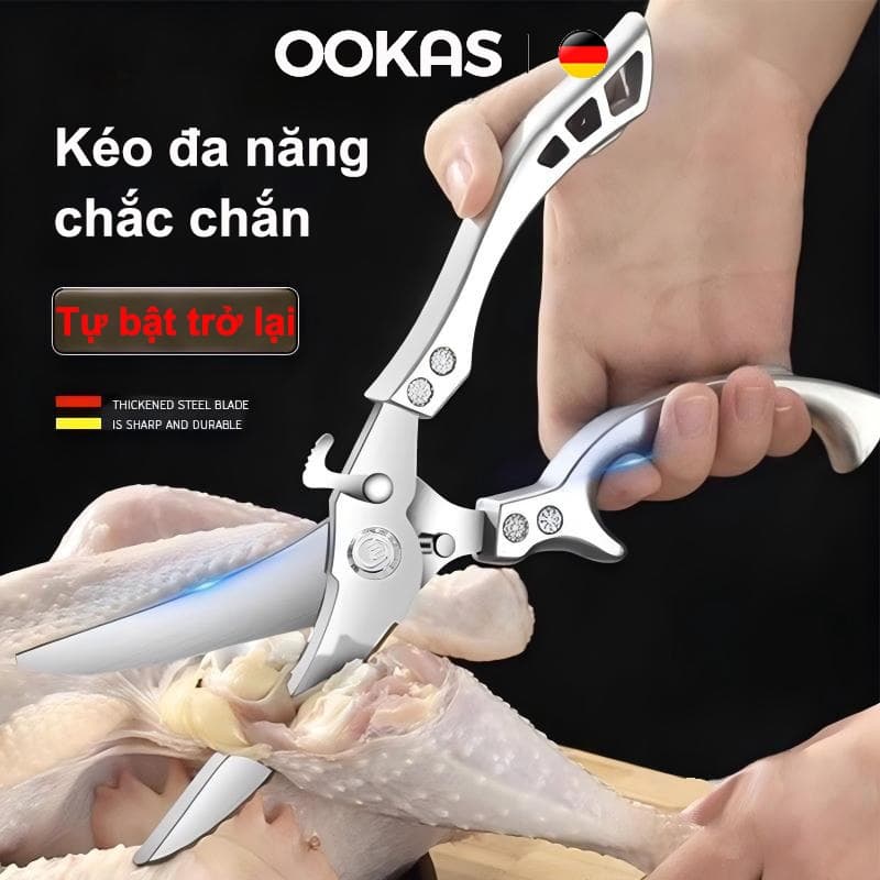  Kéo Làm Bếp Đa Năng - Cắt Xương Trợ Lực Siêu Bén Đa Năng Cộng Lực Cắt Thịt Cá Gà Vịt Chất Liệu Thép Không Gỉ Cứng