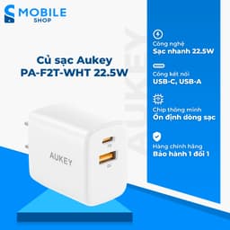 Củ sạc Aukey PA-F2T-WHT 22.5W Chính Hãng 1
