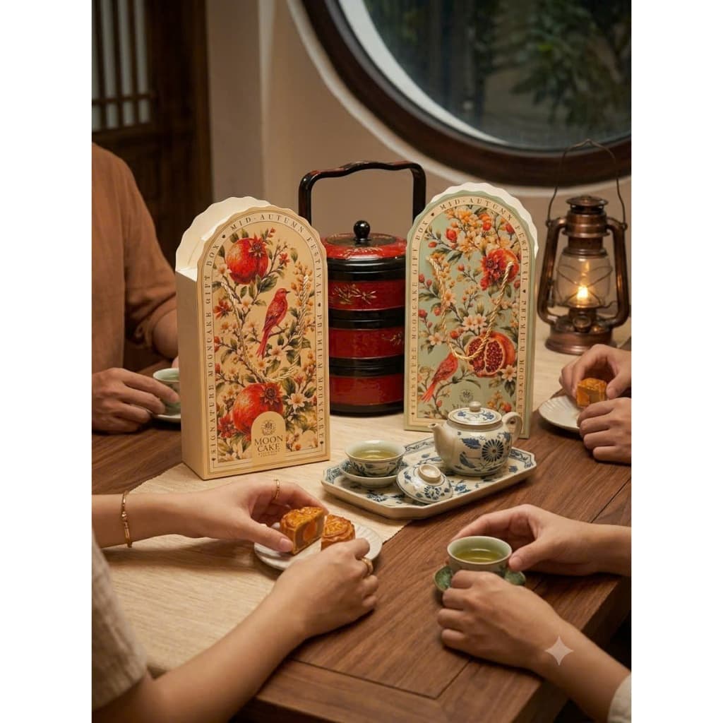 HỘP ĐỰNG 6 BÁNH TRUNG THU MINI THẠCH LỰU CÁT TƯỜNG -  SET 3/5 HỘP (KHÔNG KÈM BÁNH)
