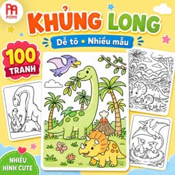 Tranh tô màu khủng long nhiều mẫu không trùng giấy A4 A5 cho bé - Đồ chơi POMI 1