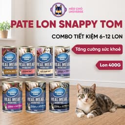 COMBO 6 LON Pate 400G Snappy Tom Cho Mèo, COMBO 12 LON Snappy Tom Real Fish 400g từ thịt thật -Méo Chò Uni 1