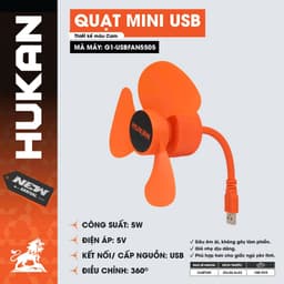 Quạt mini chân USB HUKAN G1-USBFAN5505, Kết nối cấp nguồn chân USB, Điều chỉnh 360 độ 1