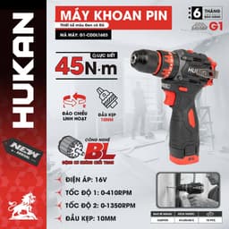 Máy khoan pin HUKAN G1-CDDL1603, G1-XC3 45Nm và G1-XC5 50Nm, 3 chức năng, Đầu 10mm, Không chổi than 8