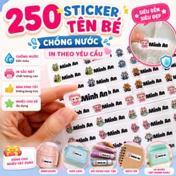 Sticker Tên Bé Chống Nước In Theo Yêu Cầu - Nhãn Dán Tên Học Sinh Dán Sách Vở, Bình Nước, Đồ Dùng Học Tập Tiệm In Hadana 1