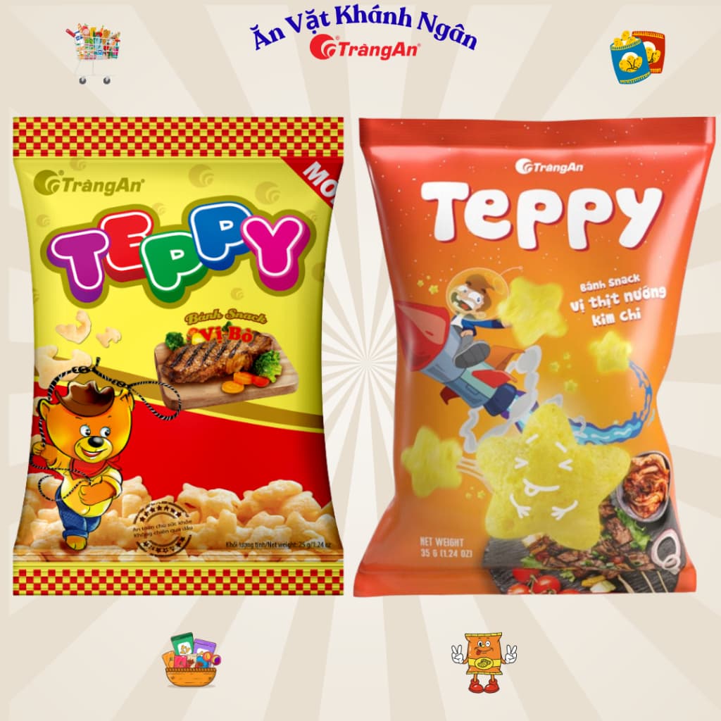 Combo Bim Bim Teppy Tràng An gói 35g - HÀNG CHÍNH HÃNG