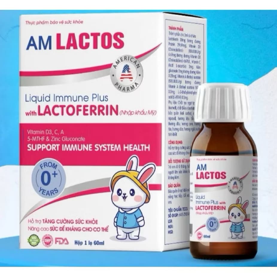 AM Lactos ( Lọ 60ml )- Bổ sung Lactoferrin đậm đặc dạng lỏng giúp hỗ trợ nâng cao sức đề kháng cho trẻ ''Bé Bụ Bẫm''