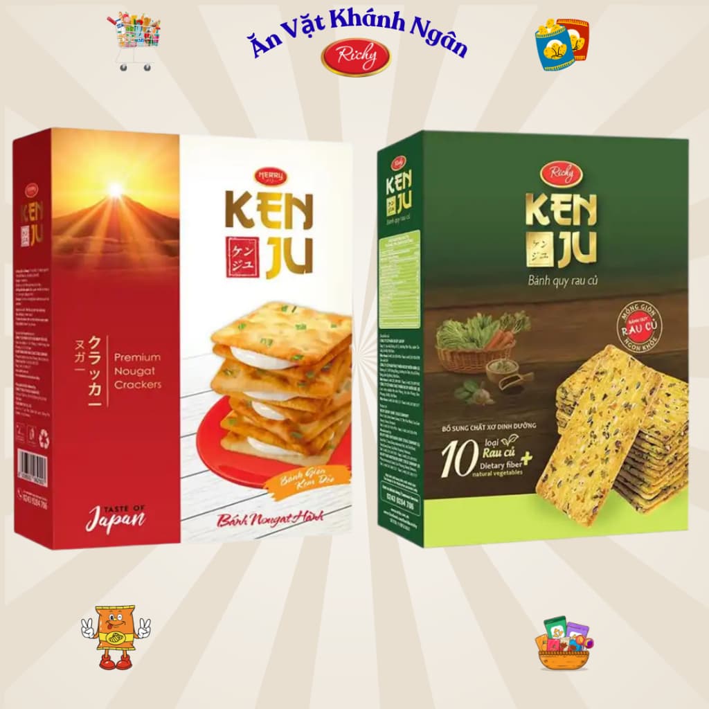 Bánh Quy Richy Kenju Vị Hành Kem Dẻo, Vị Rau Củ - HÀNG CHÍNH HÃNG