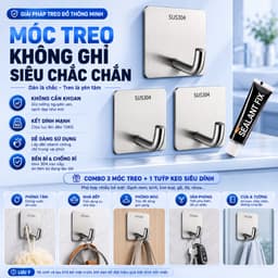 Combo 50 Móc Dán Tường Siêu Dính Inox 304 Chịu Lực Tốt, Không Cần Khoan Đục Chịu Lực 10kg 4