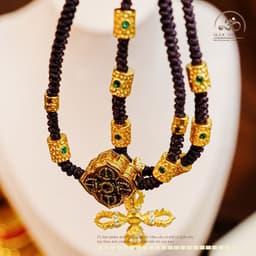 Ngọc Đan Tâm - Vòng Tay + Vòng Cổ Thắt Dây Charm Chùy Kim Cang Đôi Bạc 925 Mạ Vàng Cao Cấp 4