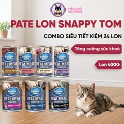 Combo 24lon siêu tiết kiệm Pate Cho Mèo Snappy Tom Real Fish 400g từ thịt thật giúp mèo phát triển toàn diện-Méo Chò Uni 1