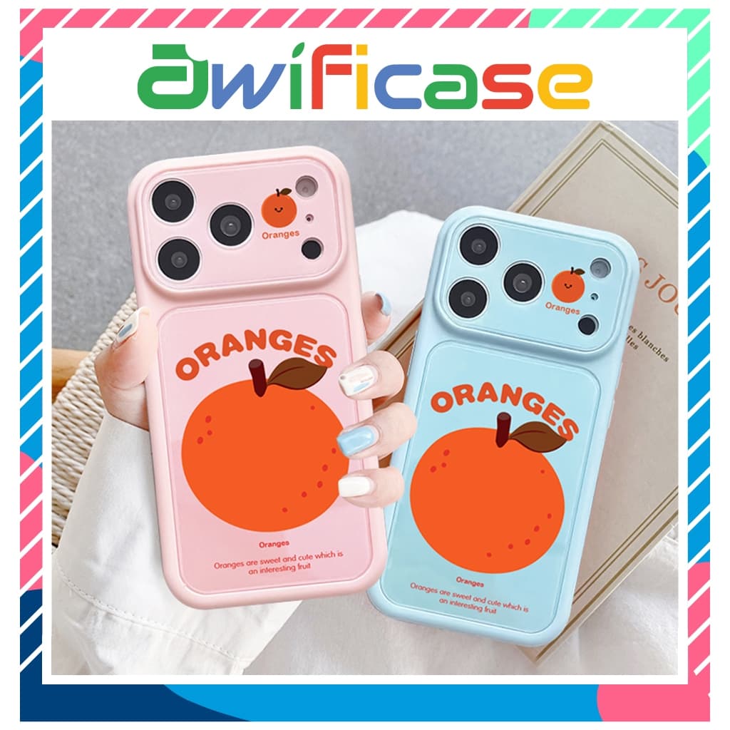 Ốp lưng iphone kiểu dáng khung camera lớn Orange 11/12/13/14/15/16/17/pro/plus/promax - Awifi Case Z6-8