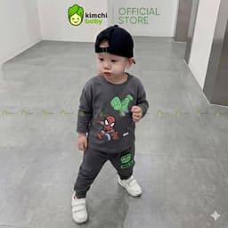 [10-29KG] Bộ Dài Tay Cho Bé Trai KIMCHIBABY Vải Cotton Cao Cấp 190gsm Mềm Mịn Họa Tiết Siêu Nhân CAP KD601 4