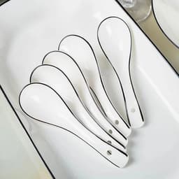 Combo 5 Thìa sứ Muỗng sứ trắng đơn giản dày dặn  ăn phở siêu đẹp hàng chuẩn gốm sứ - M71 5