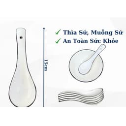 Combo 5 Thìa sứ Muỗng sứ trắng đơn giản dày dặn  ăn phở siêu đẹp hàng chuẩn gốm sứ - M71 3
