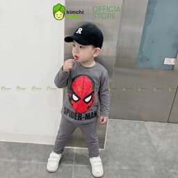 [10-29KG] Bộ Dài Tay Cho Bé Trai KIMCHIBABY Vải Cotton Cao Cấp 190gsm Mềm Mịn Họa Tiết Siêu Nhân CAP KD601 8