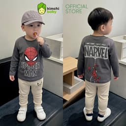 [10-29KG] Bộ Dài Tay Cho Bé Trai KIMCHIBABY Vải Cotton Cao Cấp 190gsm Mềm Mịn Họa Tiết Siêu Nhân CAP KD601 6
