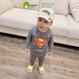 [10-29KG] Bộ Dài Tay Cho Bé Trai KIMCHIBABY Vải Cotton Cao Cấp 190gsm Mềm Mịn Họa Tiết Siêu Nhân CAP KD601 7