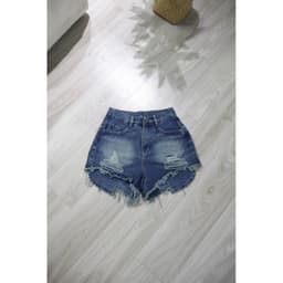 Quần Short  Jean Nữ Cao Cấp Kiểu Lòi Túi Lai Gấp , Hai Túi Trước Sau , Lưng Cao , Vải Nhập QC 3