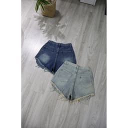 Quần Short  Jean Nữ Cao Cấp Kiểu Lòi Túi Lai Gấp , Hai Túi Trước Sau , Lưng Cao , Vải Nhập QC 9