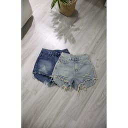Quần Short  Jean Nữ Cao Cấp Kiểu Lòi Túi Lai Gấp , Hai Túi Trước Sau , Lưng Cao , Vải Nhập QC 8