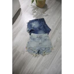 Quần Short  Jean Nữ Cao Cấp Kiểu Lòi Túi Lai Gấp , Hai Túi Trước Sau , Lưng Cao , Vải Nhập QC 7