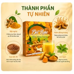 BỘT NGHỆ NẤM ĐÔNG TRÙNG – THƠM NGON DỄ UỐNG, TIỆN LỢI MỖI NGÀY Hỗ trợ tiêu hóa  Hỗ trợ tăng cường đề kháng 3