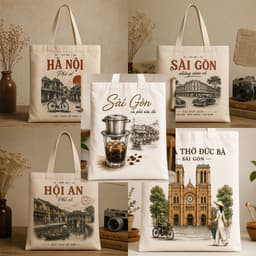 TỔNG HỢP CÁC MẪU Túi vải canvas có khóa kỷ niệm Hà Nội-Sài Gòn-Hội An-Văn Hóa Nghệ Thuật Việt-Món Ăn-Áo Dài quà lưu niệm 2