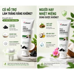 Kem Đánh Răng Than Dừa Hoạt Tính Coboté, KHÔNG FLOUR, Trắng Răng,Ngừa Hôi Miệng, Bảo Vệ Răng và Nướu tuýp 100gr 3