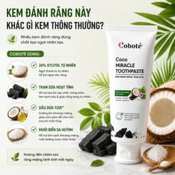 Kem Đánh Răng Than Dừa Hoạt Tính Coboté, KHÔNG FLOUR, Trắng Răng,Ngừa Hôi Miệng, Bảo Vệ Răng và Nướu tuýp 100gr 6