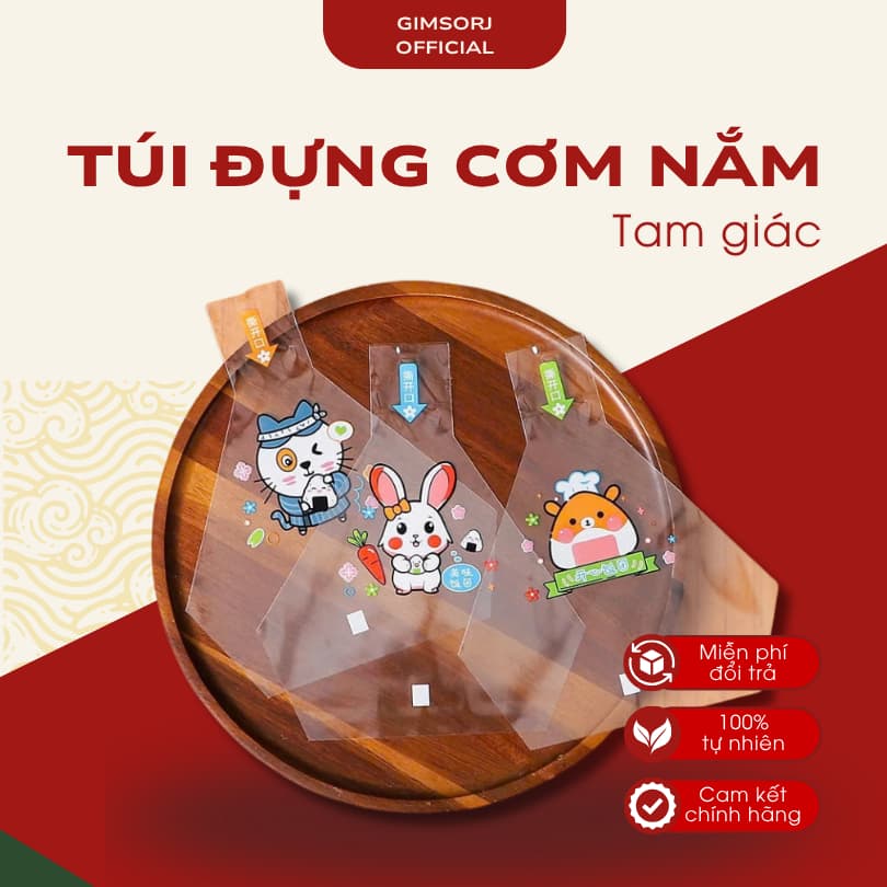 Túi Đựng Cơm Nắm Tam Giác Onigiri – Túi Bóng Kính Dễ Thương, Túi Đựng Cơm Thẩm Mỹ - Nhật An Food