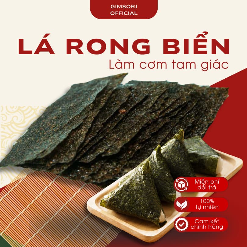 Rong Biển Onigiri - Nhật An Food, Lá Rong Biển Cuộn Cơm Nắm Tam Giác (có sẵn film wrap), 100% Rong Biển Chất Lượng Cao