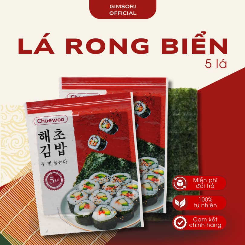 Lá Rong Biển - Nhật An Food - Rong Biển Hàn Quốc Chuẩn Vị, Dùng Cho Kimbap, Cơm Cuộn - Gói 5 Lá, 10 Lá