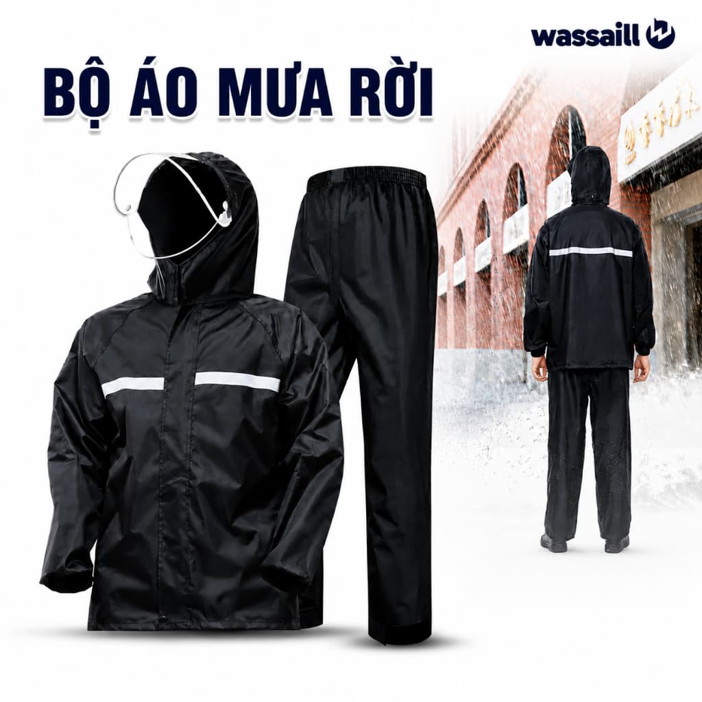 Áo Mưa Bộ Nam Nữ Dáng Dài - Vải Oxford Chống Nước 100%, Cản Gió Phản Quang An Toàn Đi Xe Máy