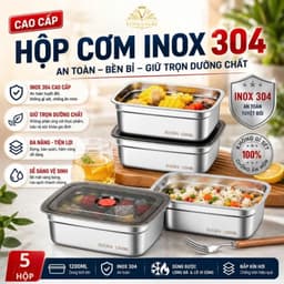 [Combo 10] Hộp Đựng Thực Phẩm Inox 304 Chống Rỉ Sét, Nắp Hút Chân Không Kín Mùi, Dung Tích Lớn 1