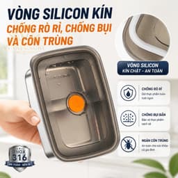 [Combo 10] Hộp Đựng Thực Phẩm Inox 304 Chống Rỉ Sét, Nắp Hút Chân Không Kín Mùi, Dung Tích Lớn 4