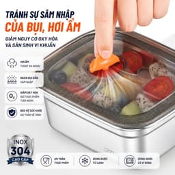 [Combo 10] Hộp Đựng Thực Phẩm Inox 304 Chống Rỉ Sét, Nắp Hút Chân Không Kín Mùi, Dung Tích Lớn 6