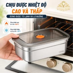 [Combo 10] Hộp Đựng Thực Phẩm Inox 304 Chống Rỉ Sét, Nắp Hút Chân Không Kín Mùi, Dung Tích Lớn 2