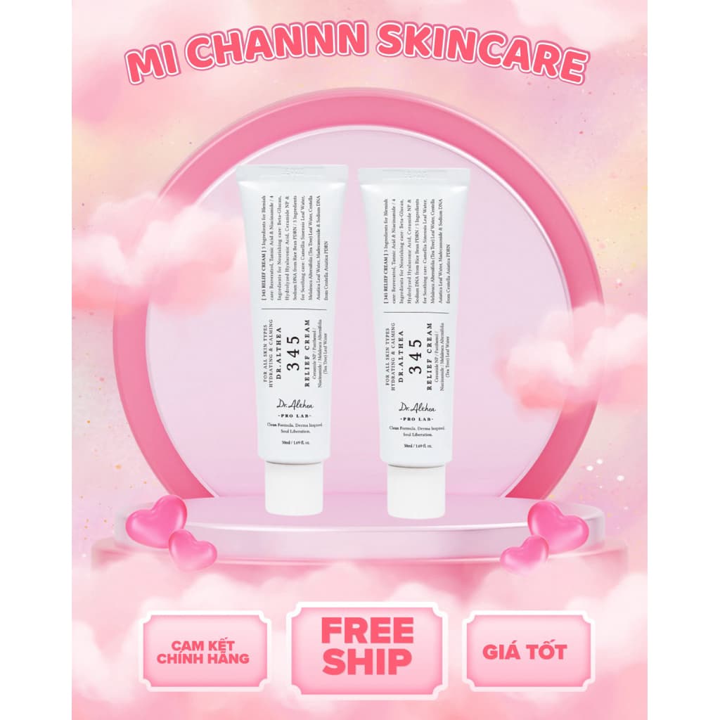 Kem dưỡng 345 Relief Cream Dr.Althea hỗ trợ sáng ẩm, phục hồi dịu nhẹ dưỡng da thuần chay 50ml ( Bản mới)