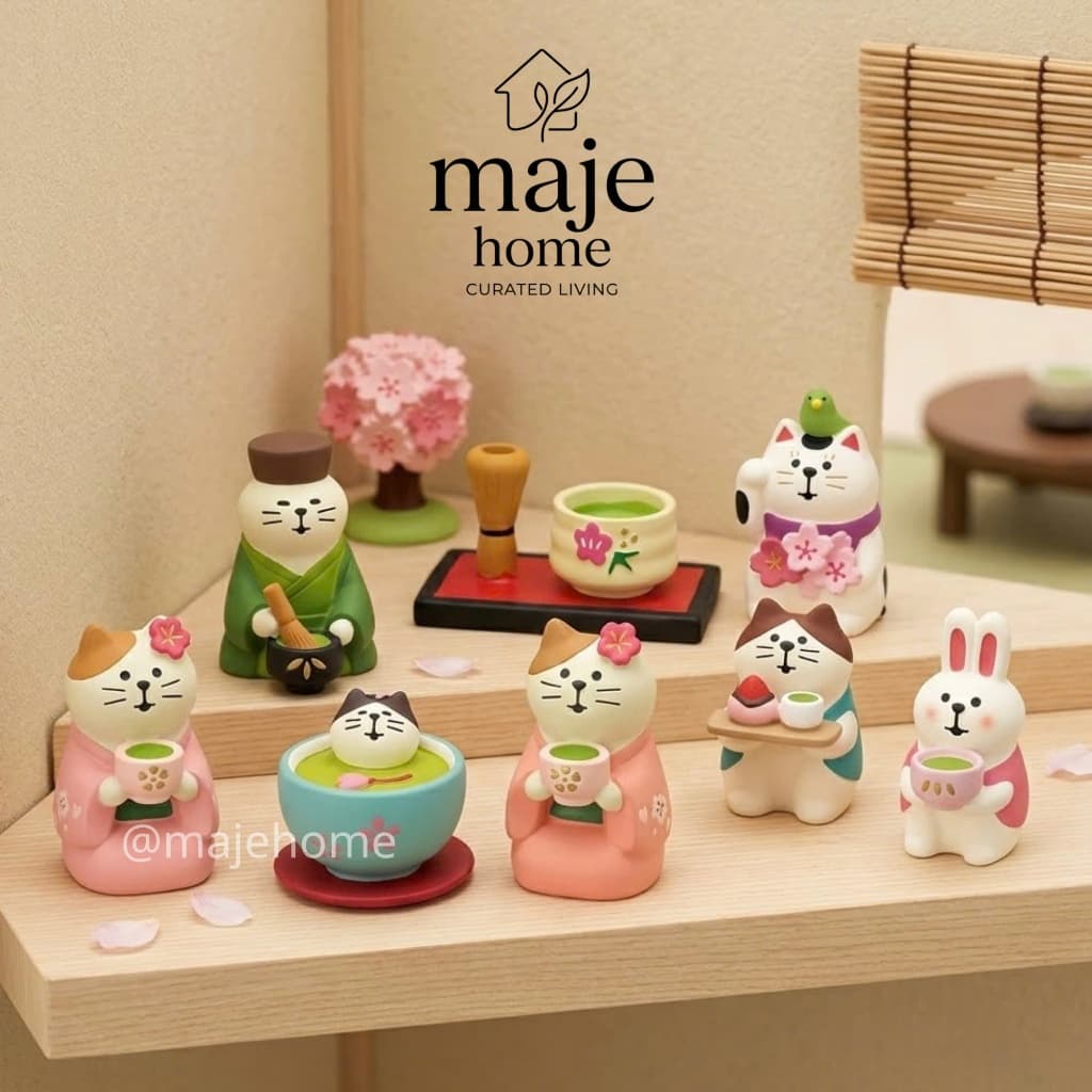 Tượng mèo zakka mini decor. Tượng mèo trang trí góc matcha bàn làm việc kệ sách phong cách nhật bản - Majehome