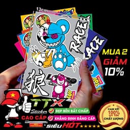 tem sticker dán gấu quỷ bạo lực ma siêu hót trend - team, tafu, race southvietnam hình trang trí xe đẹp hết ý 2