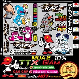 tem sticker dán gấu quỷ bạo lực ma siêu hót trend - team, tafu, race southvietnam hình trang trí xe đẹp hết ý 5