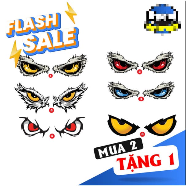 Tem dán decal mắt đại bàng trang trí Ô Tô, Xe Tải, Xe Máy ( mắt cú, mắt quỷ ) SL : 1 Đôi
