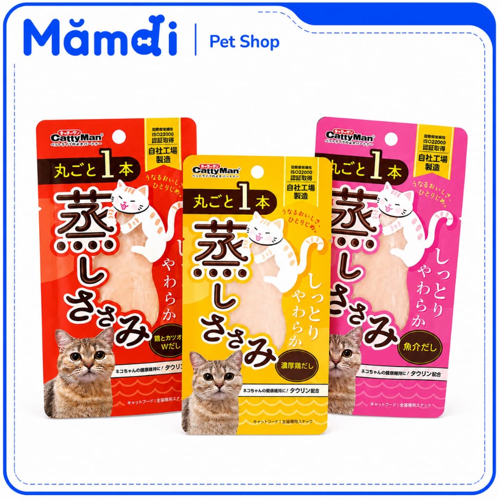 CattyMan Ức Gà Hấp 25g Cho Mèo | Snack Thưởng Thịt Gà Nguyên Miếng Nhập Khẩu Nhật Bản
