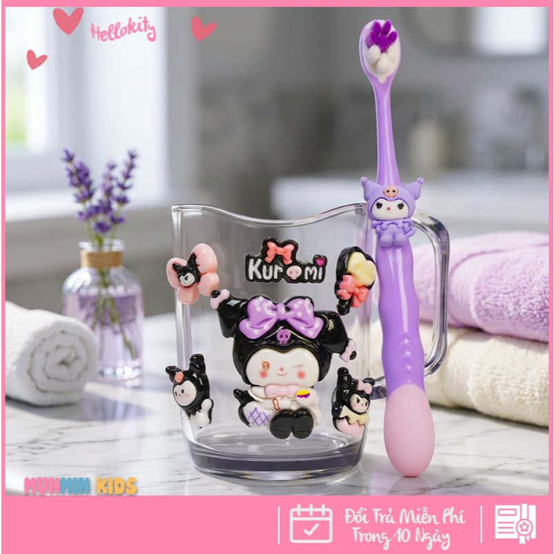 Bộ Cốc Bàn Chải Đánh Răng Trẻ Em Hình 3D Dễ Thương Cho Bé 3-10 Tuổi - Cốc Súc Miệng Kèm Bàn Chải Lông Mềm