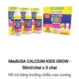 Calcium Kids Grow MediUSA (50ml/chai x3 chai) - Bổ sung Canxi, Vitamin K2 cho bé 1